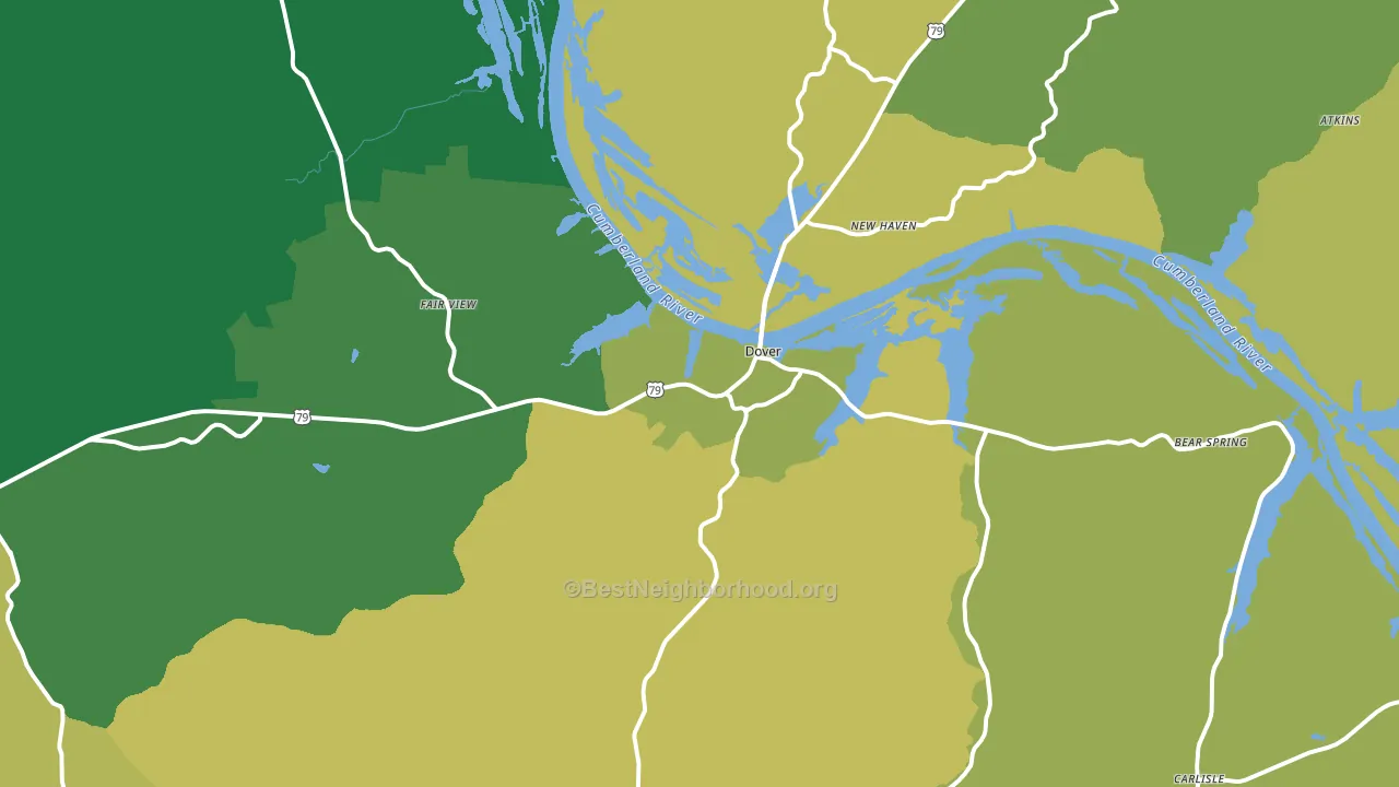 Dover, TN block-group voter-turnout map