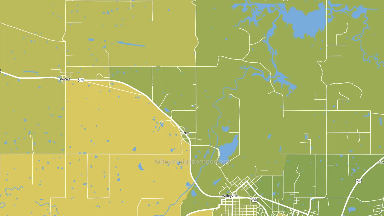 Dow, OK block-group voter-turnout map
