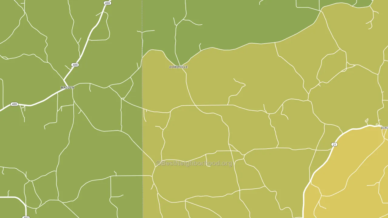 Dowdville, MS block-group voter-turnout map