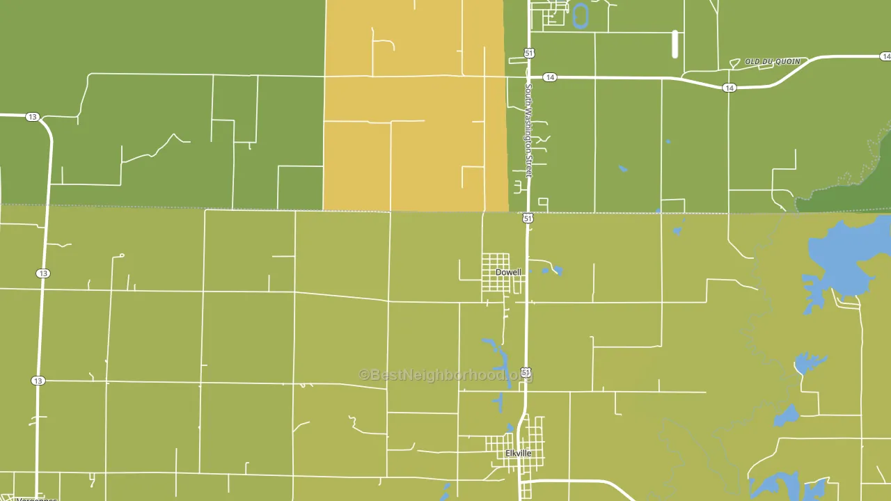 Dowell, IL block-group voter-turnout map
