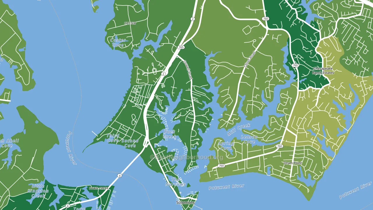 Dowell, MD block-group voter-turnout map