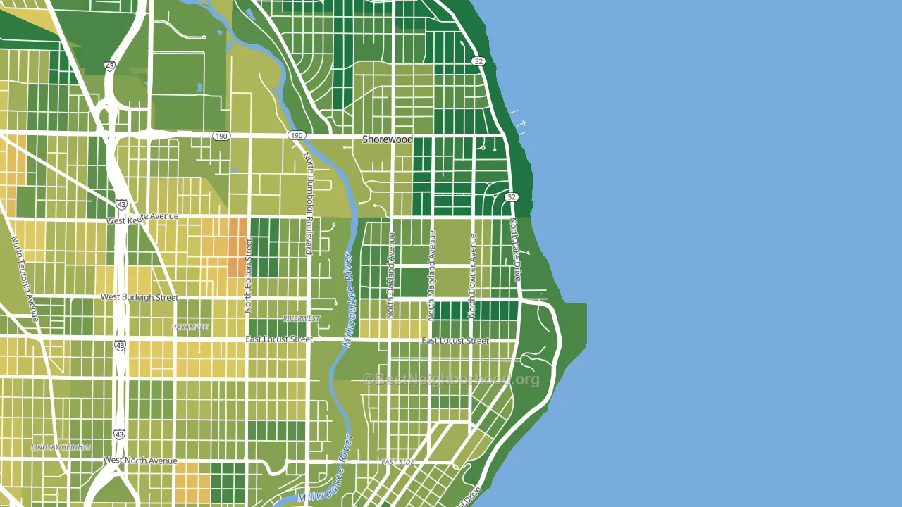 Downer Woods, Milwaukee, WI block-group voter-turnout map