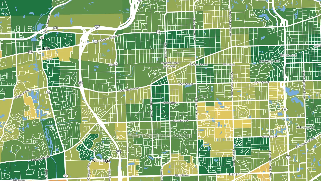 Downers Grove, IL block-group voter-turnout map