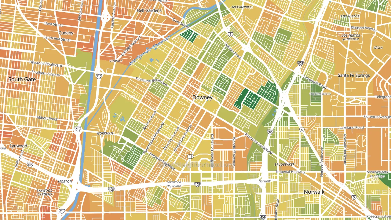 Downey, CA block-group voter-turnout map