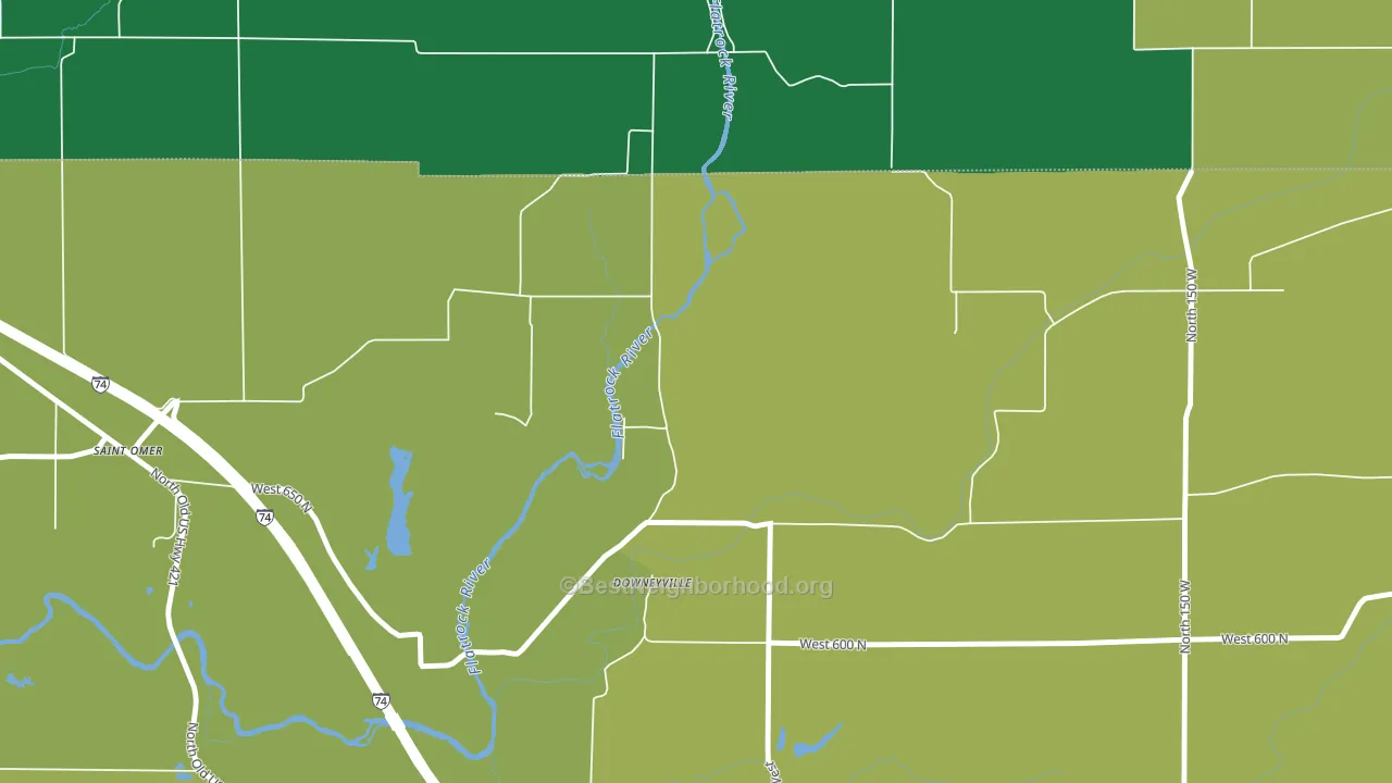Downeyville, IN block-group voter-turnout map