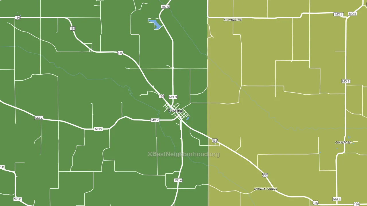 Downing, MO block-group voter-turnout map