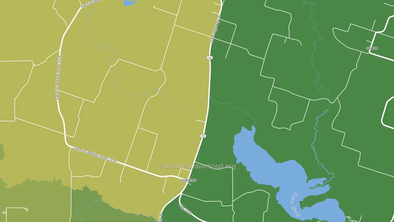 Downing, TX block-group voter-turnout map