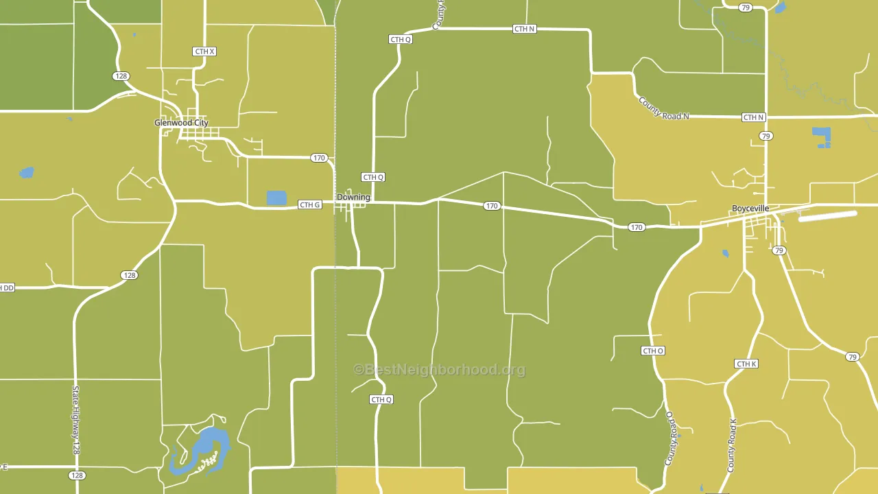 Downing, WI block-group voter-turnout map