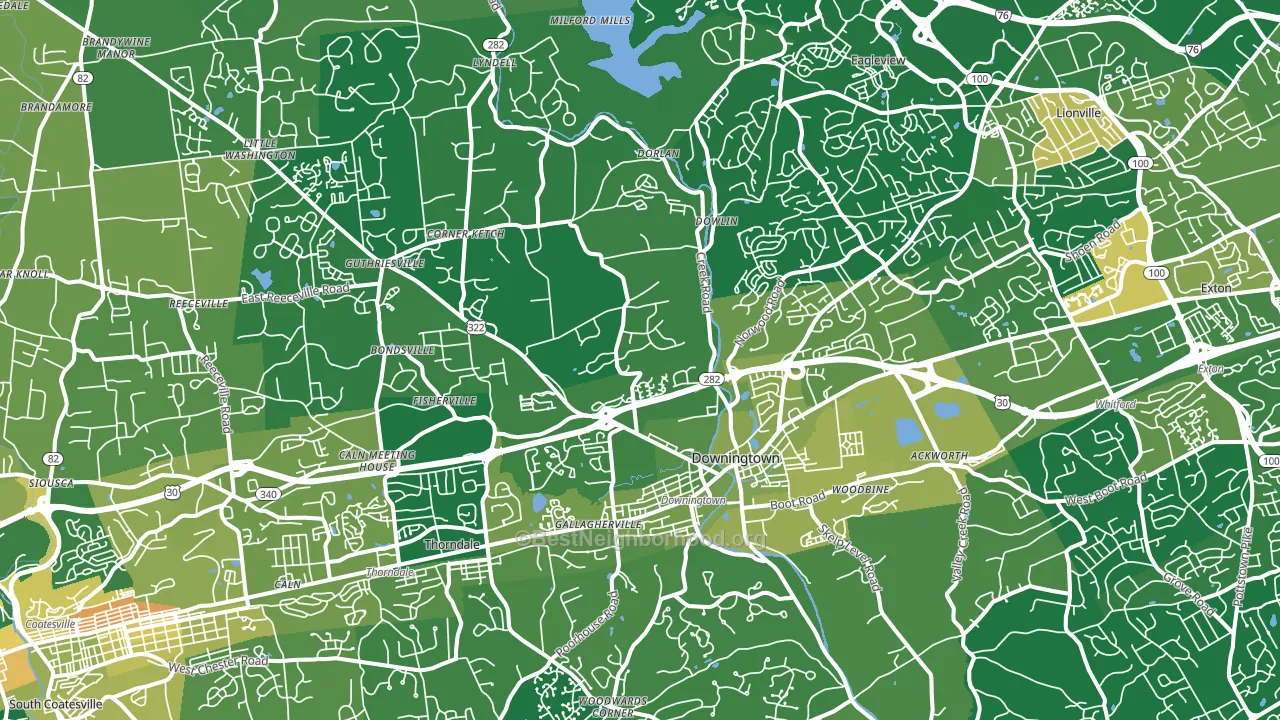 Downingtown, PA block-group voter-turnout map