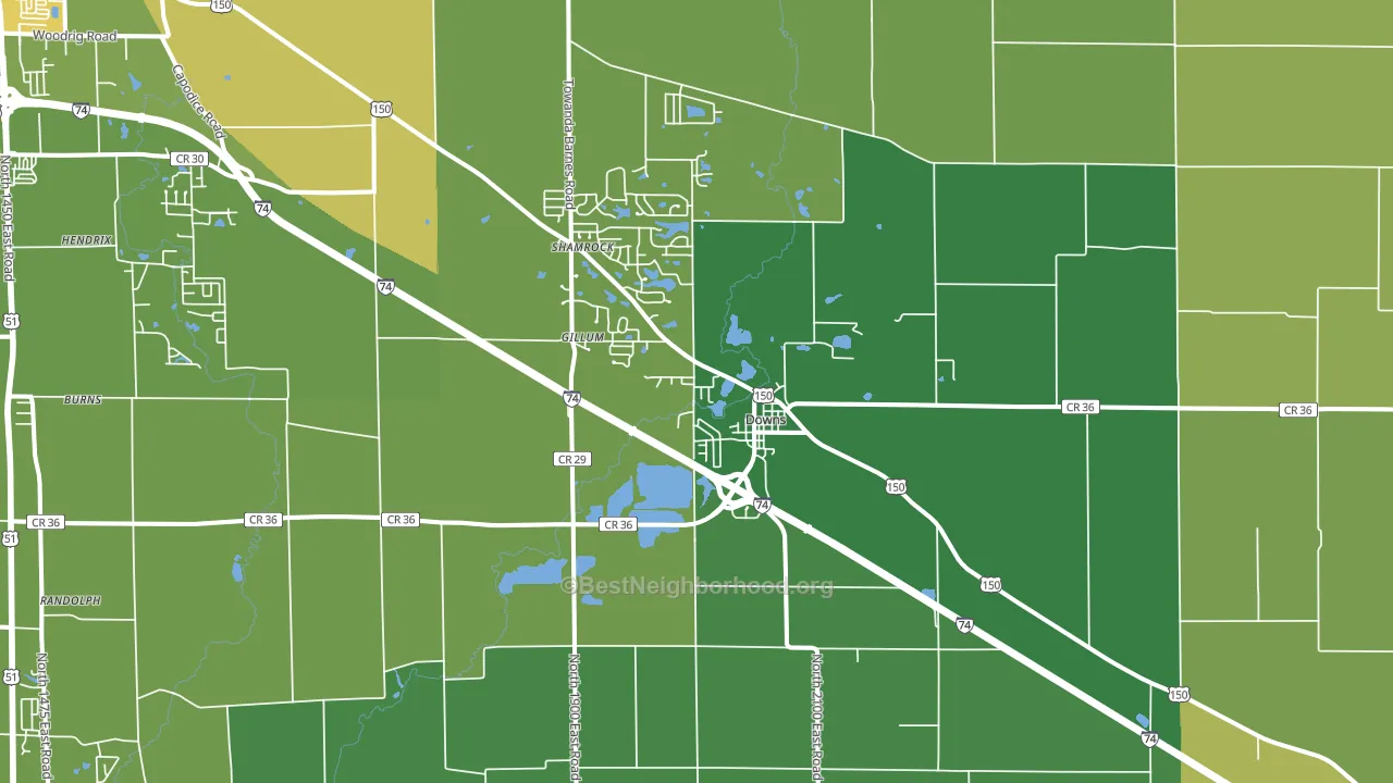 Downs, IL block-group voter-turnout map