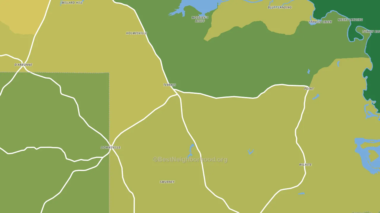 Downsville, LA block-group voter-turnout map