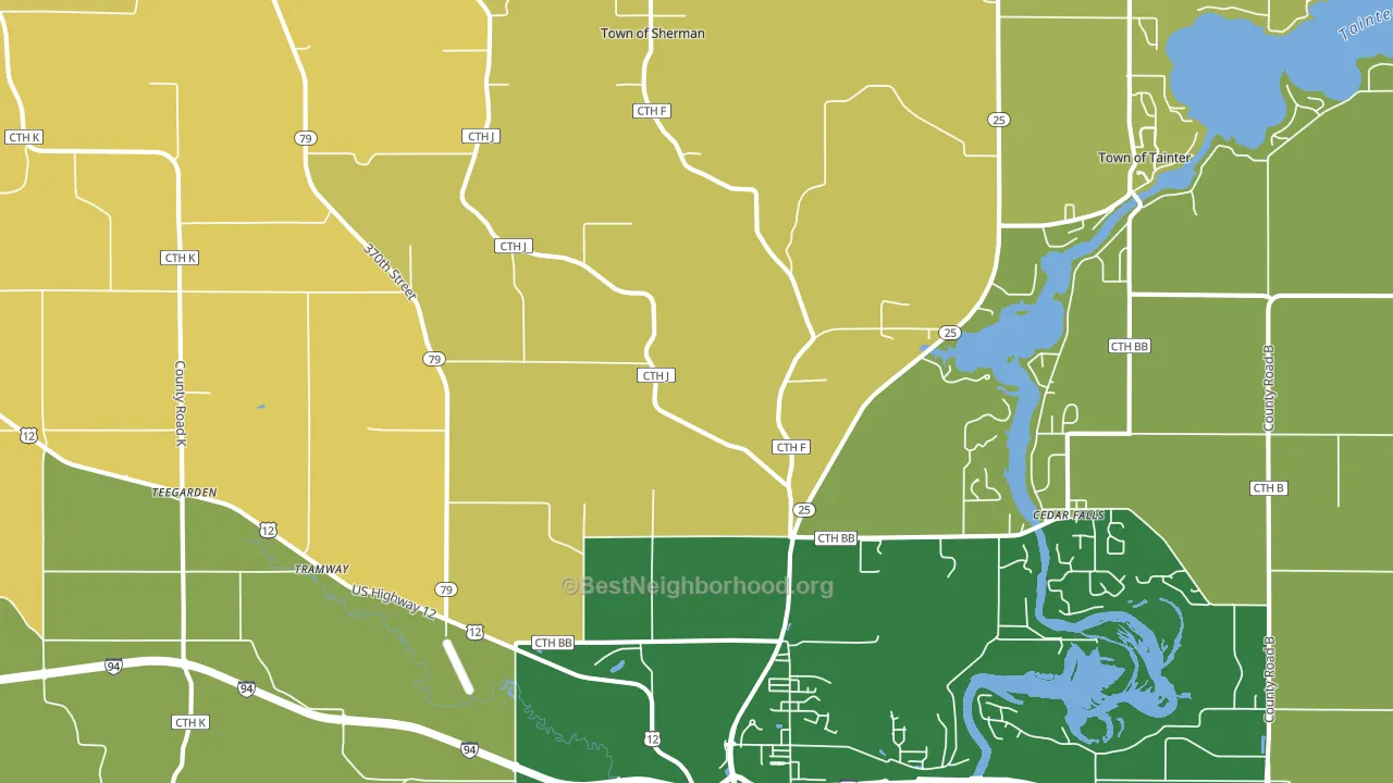 Downsville, WI block-group voter-turnout map