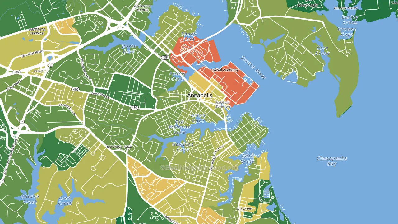 Downtown Annapolis, Annapolis, MD block-group voter-turnout map