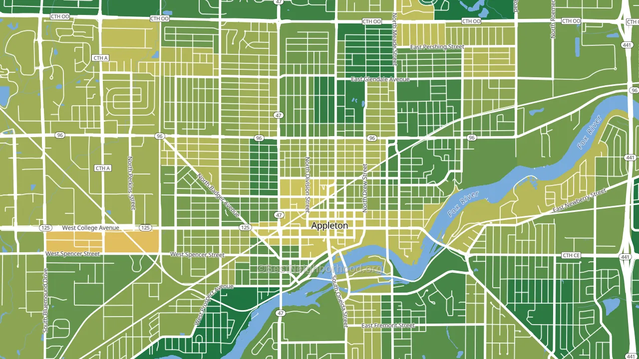 Downtown Appleton, Appleton, WI block-group voter-turnout map