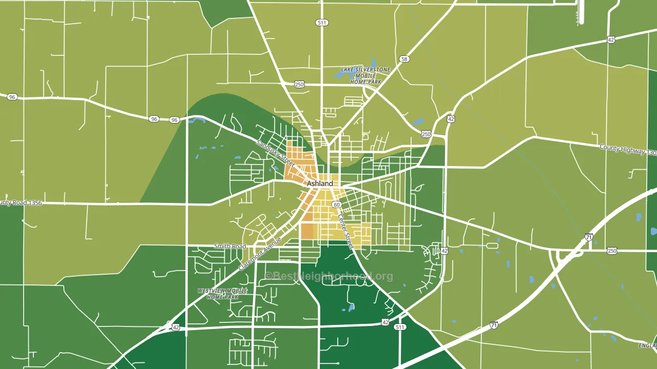 Downtown Ashland, Ashland, OH block-group voter-turnout map
