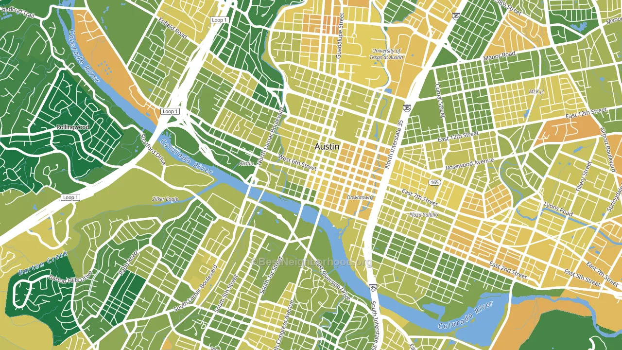 Downtown Austin, Austin, TX block-group voter-turnout map