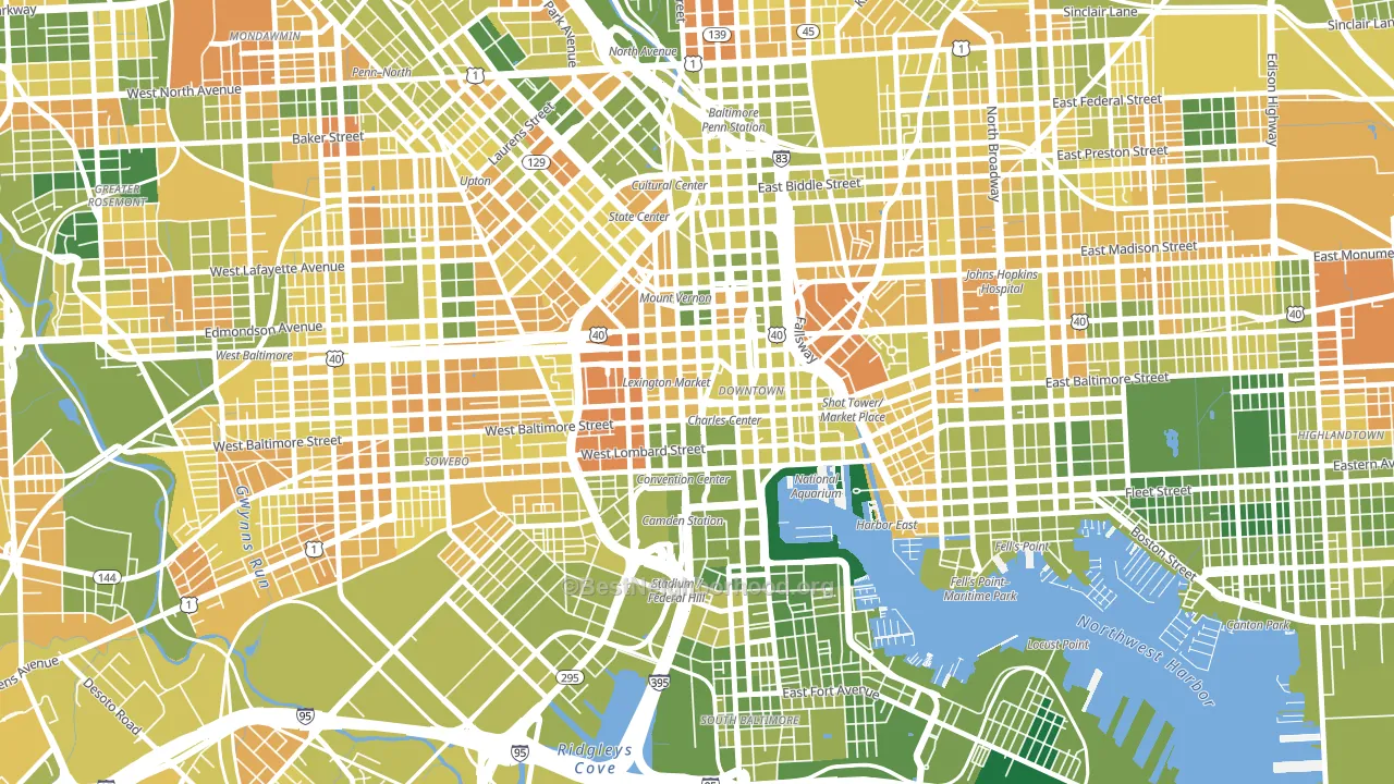 Downtown, Baltimore, MD block-group voter-turnout map