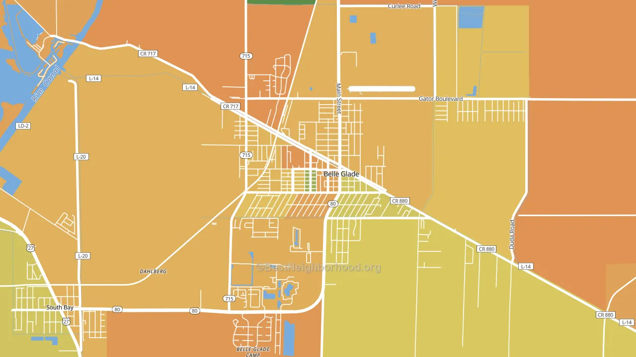 Downtown Belle Glade, Belle Glade, FL block-group voter-turnout map