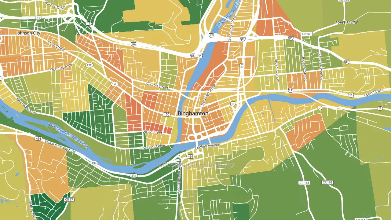 Downtown Binghamton, Binghamton, NY block-group voter-turnout map