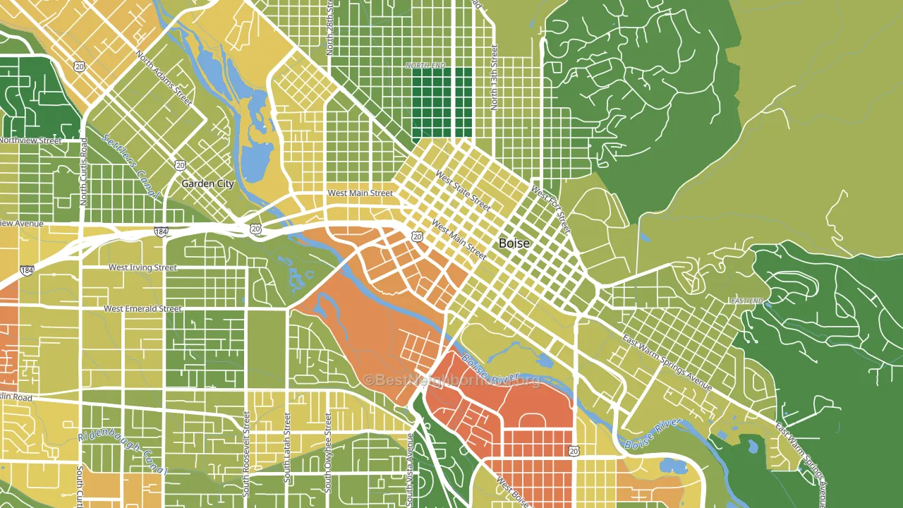 Downtown, Boise, ID block-group voter-turnout map