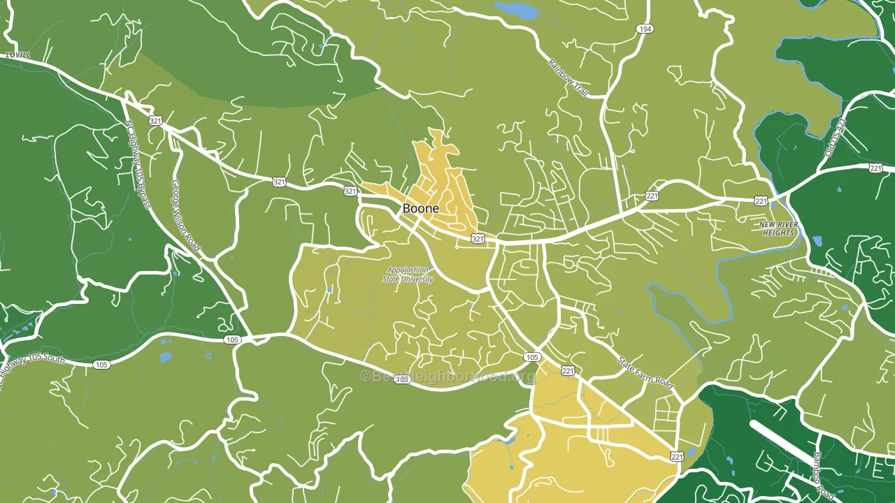 Downtown Boone, Boone, NC block-group voter-turnout map