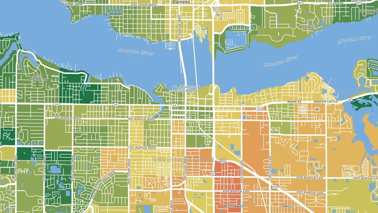 Downtown Bradenton, Bradenton, FL block-group voter-turnout map