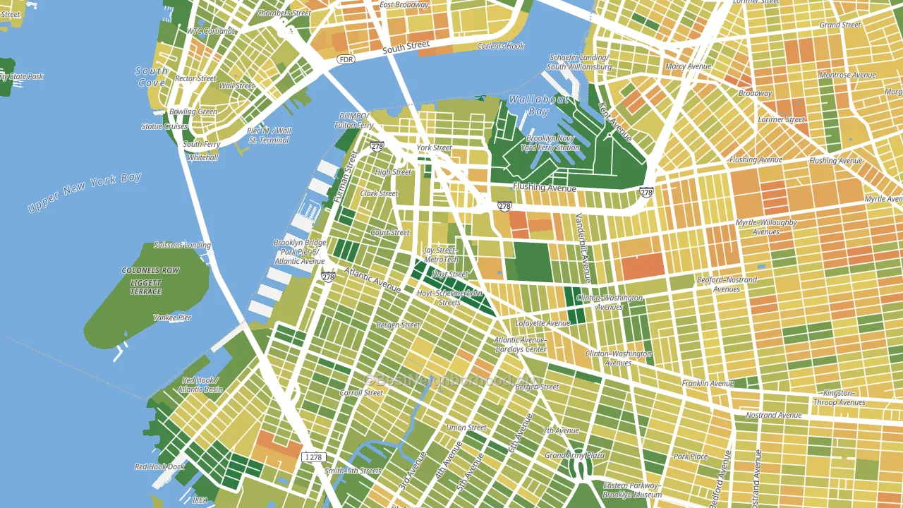 Downtown Brooklyn, Brooklyn, NY block-group voter-turnout map