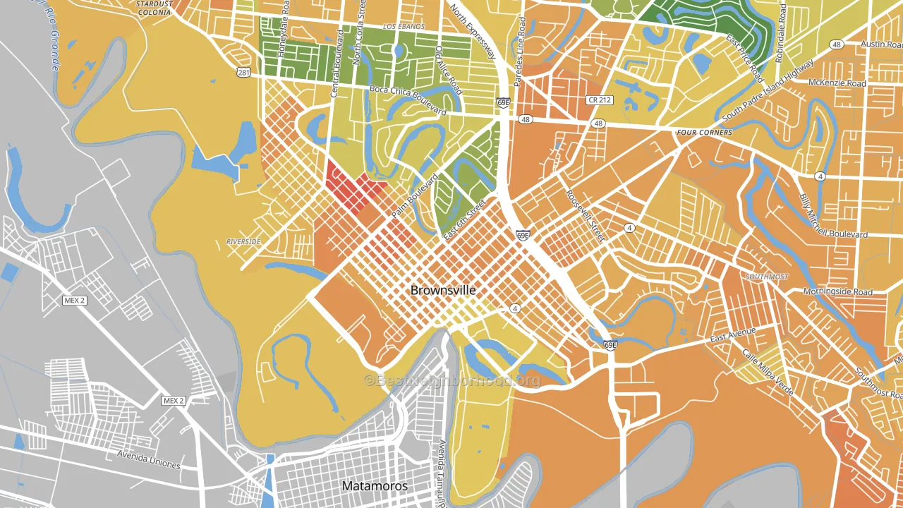 Downtown Brownsville, Brownsville, TX block-group voter-turnout map
