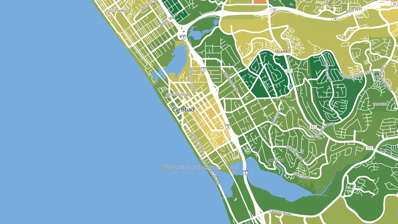 Downtown Carlsbad, Carlsbad, CA block-group voter-turnout map