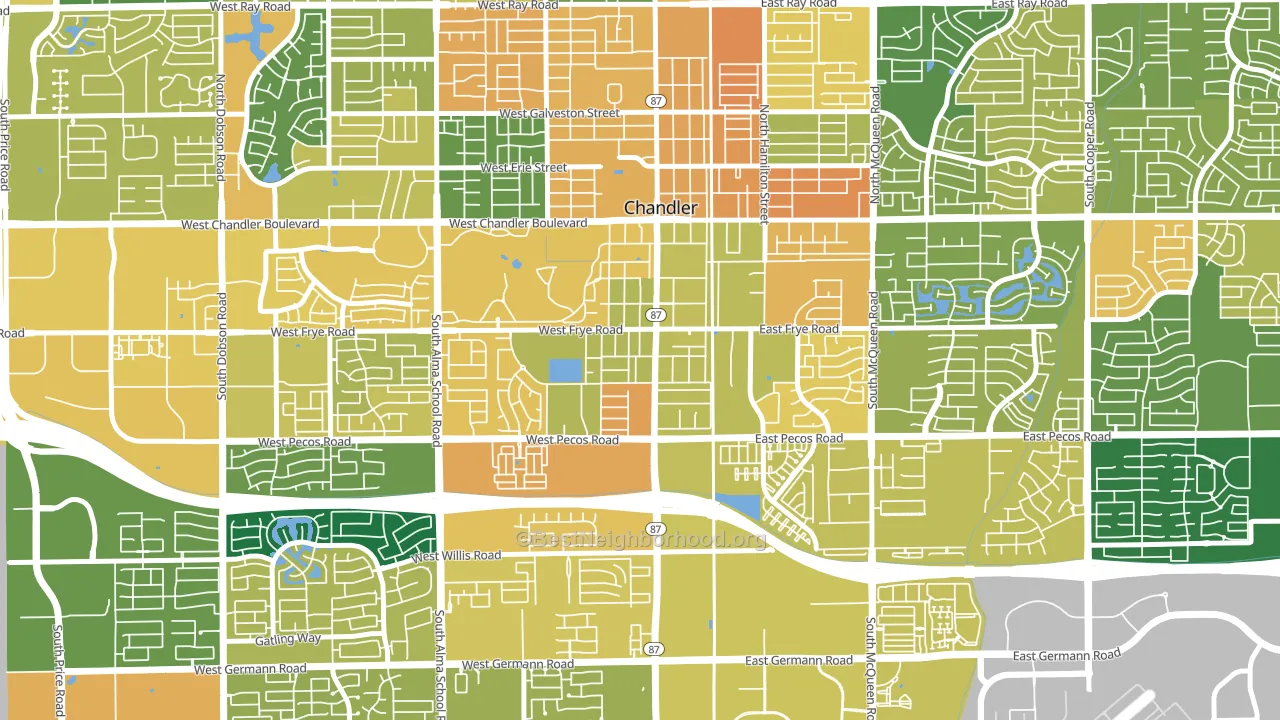 Downtown Chandler, Chandler, AZ block-group voter-turnout map