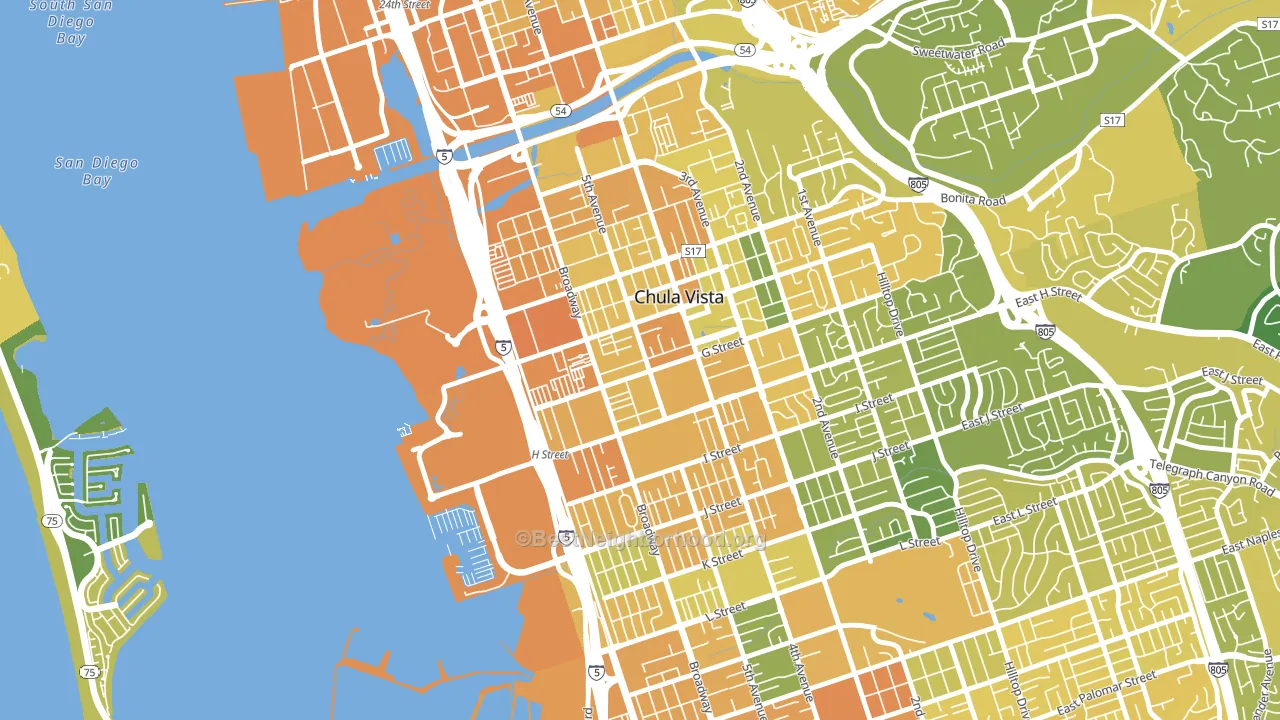Downtown Chula Vista, Chula Vista, CA block-group voter-turnout map
