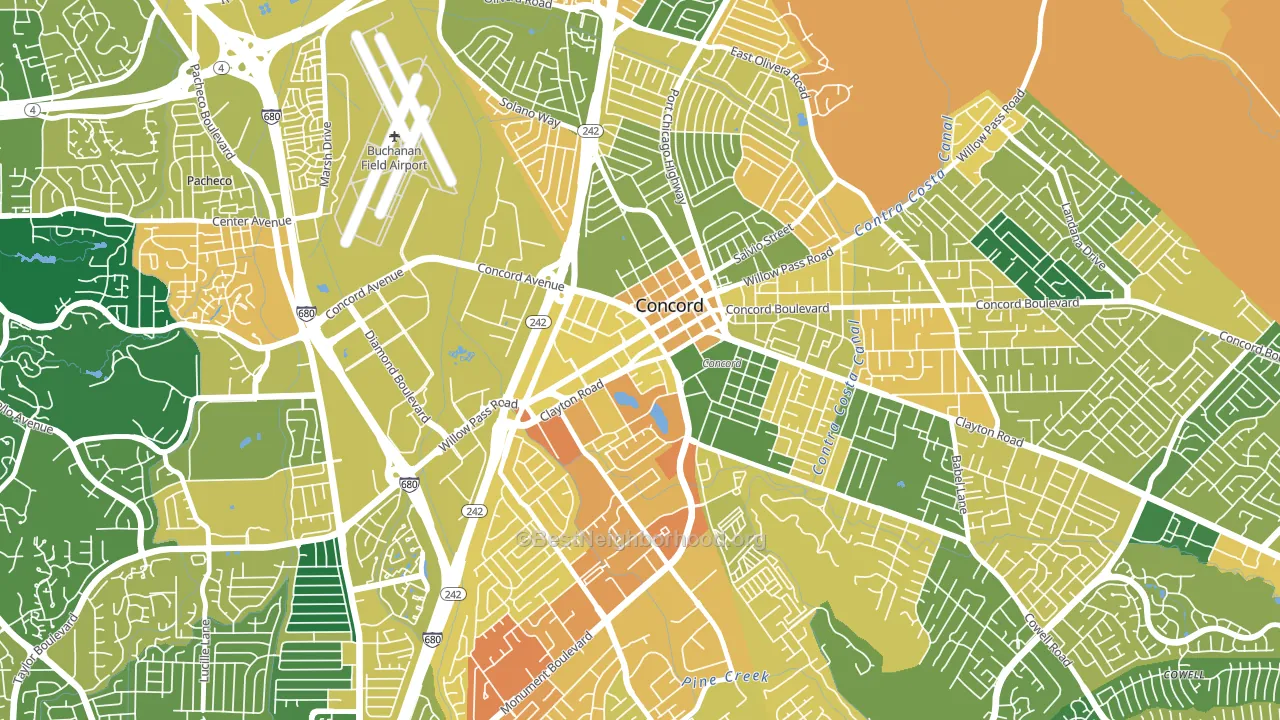 Downtown Concord, Concord, CA block-group voter-turnout map