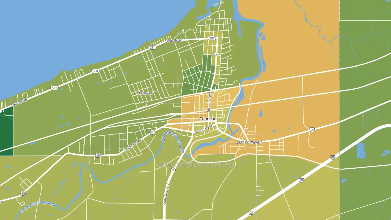 Downtown Conneaut, Conneaut, OH block-group voter-turnout map