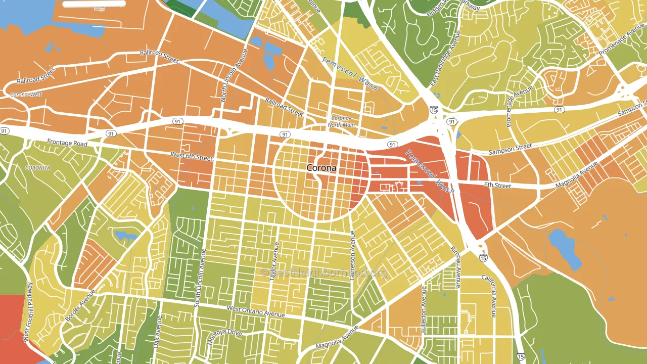 Downtown Corona, Corona, CA block-group voter-turnout map