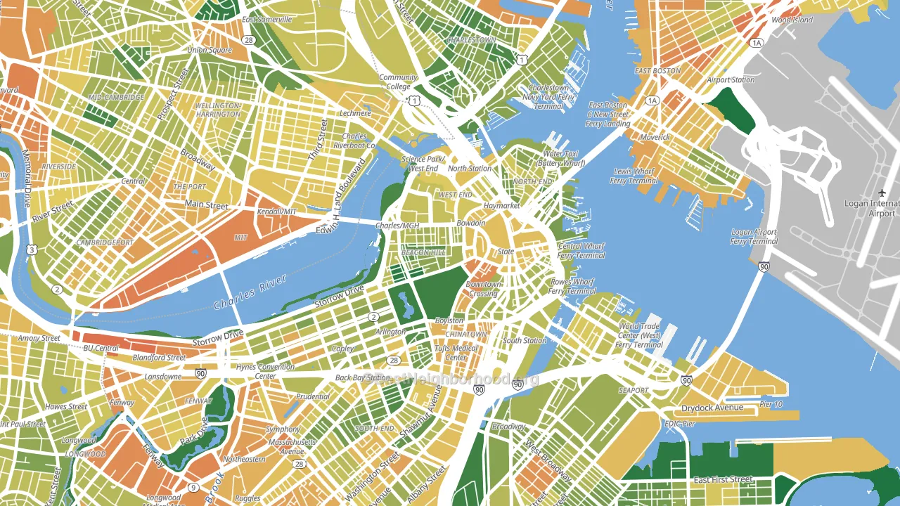 Downtown Crossing, Boston, MA block-group voter-turnout map