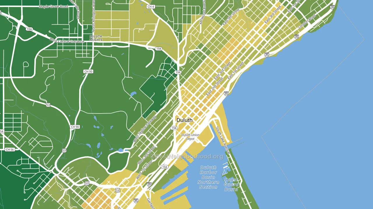 Downtown Duluth, Duluth, MN block-group voter-turnout map