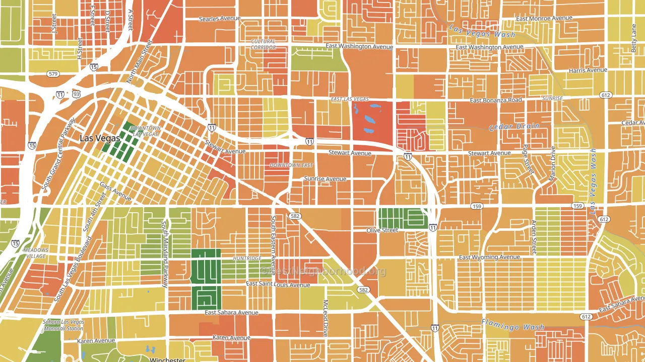 Downtown East, Las Vegas, NV block-group voter-turnout map