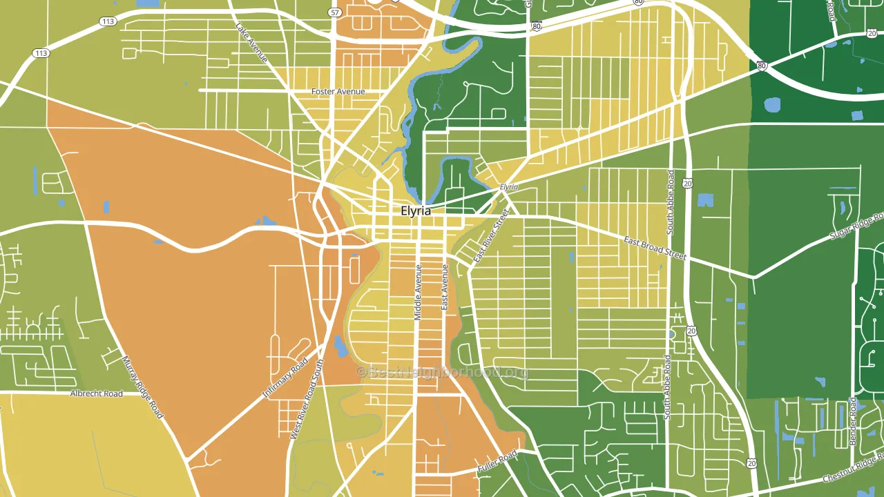 Downtown Elyria, Elyria, OH block-group voter-turnout map