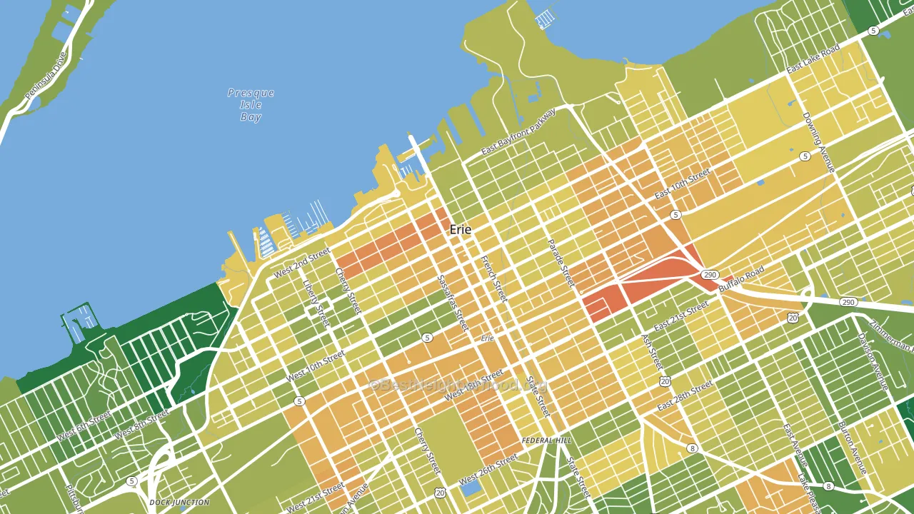 Downtown Erie, Erie, PA block-group voter-turnout map