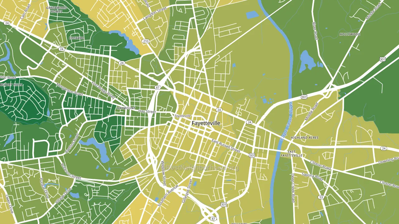 Downtown Fayetteville, Fayetteville, NC block-group voter-turnout map