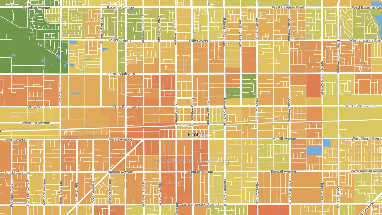 Downtown Fontana, Fontana, CA block-group voter-turnout map