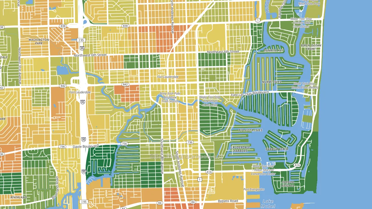 Downtown Fort Lauderdale, Fort Lauderdale, FL block-group voter-turnout map