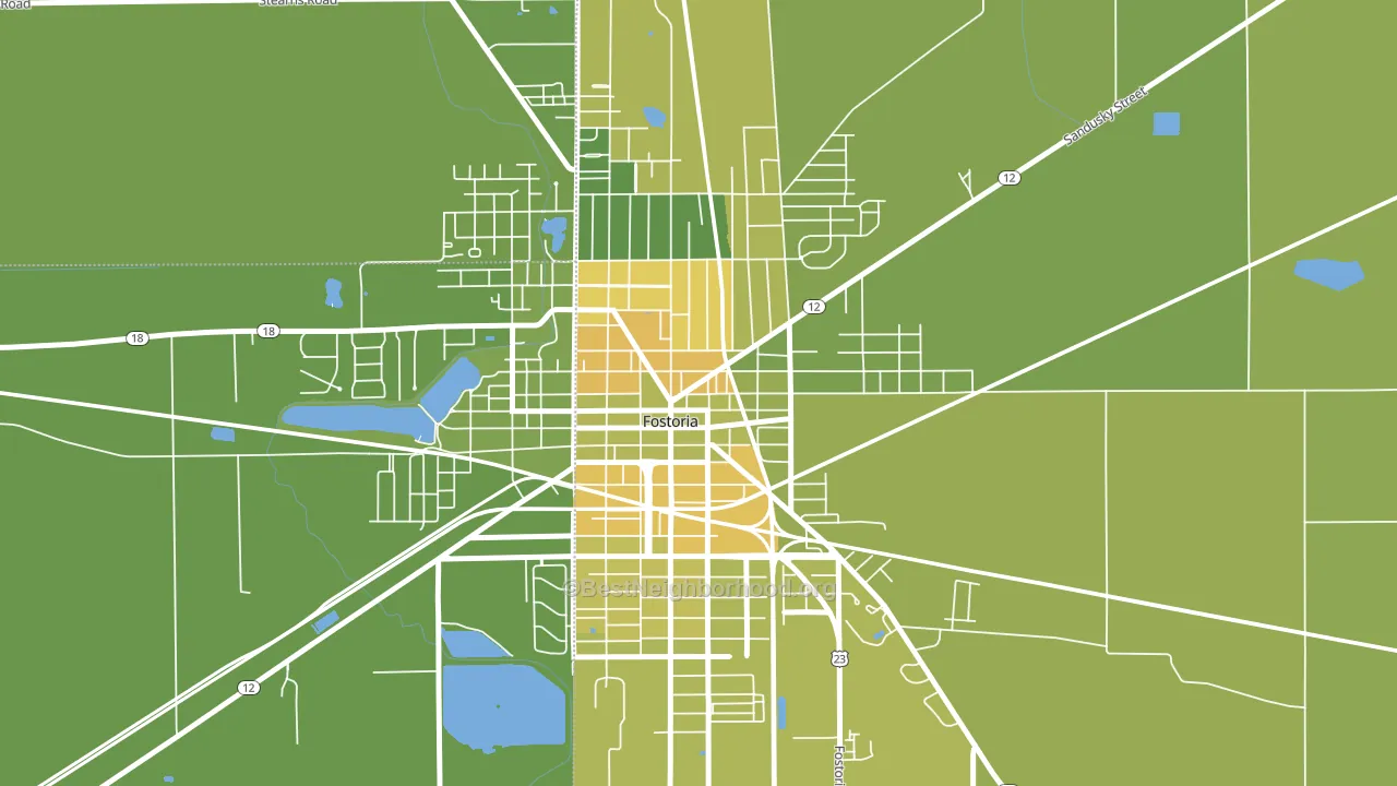 Downtown Fostoria, Fostoria, OH block-group voter-turnout map
