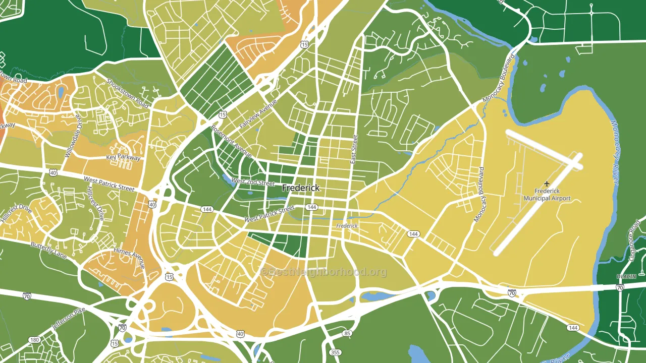 Downtown Frederick, Frederick, MD block-group voter-turnout map