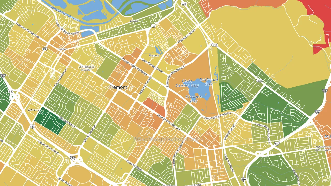 Downtown Fremont, Fremont, CA block-group voter-turnout map