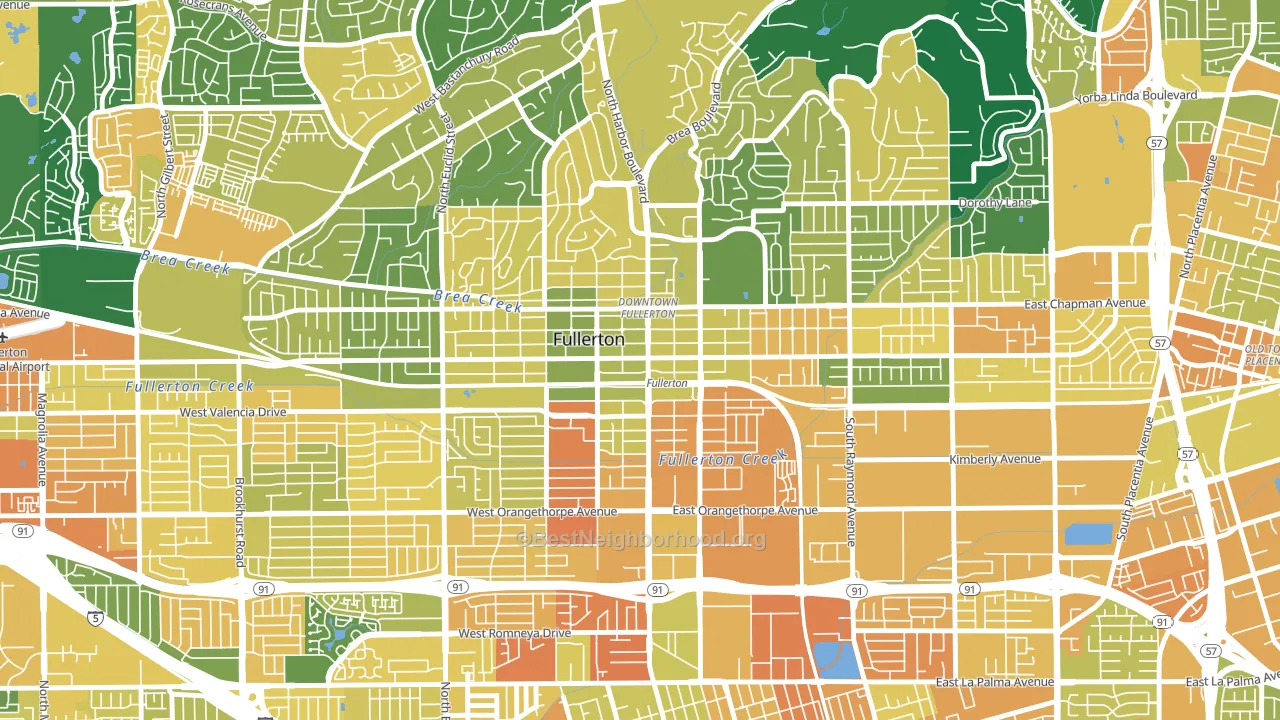 Downtown Fullerton, Fullerton, CA block-group voter-turnout map