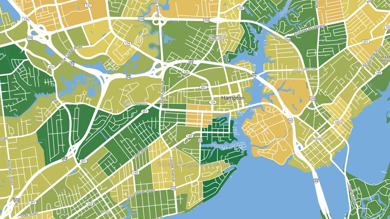 Downtown Hampton, Hampton, VA block-group voter-turnout map