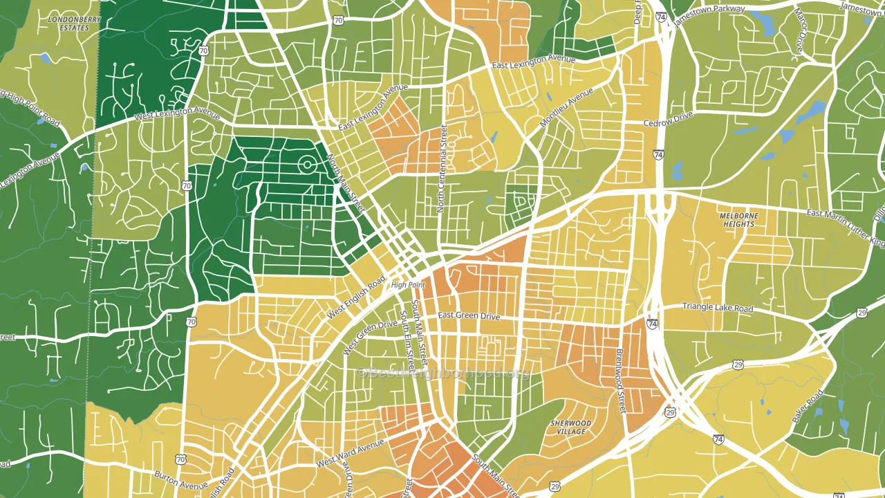 Downtown High Point, High Point, NC block-group voter-turnout map
