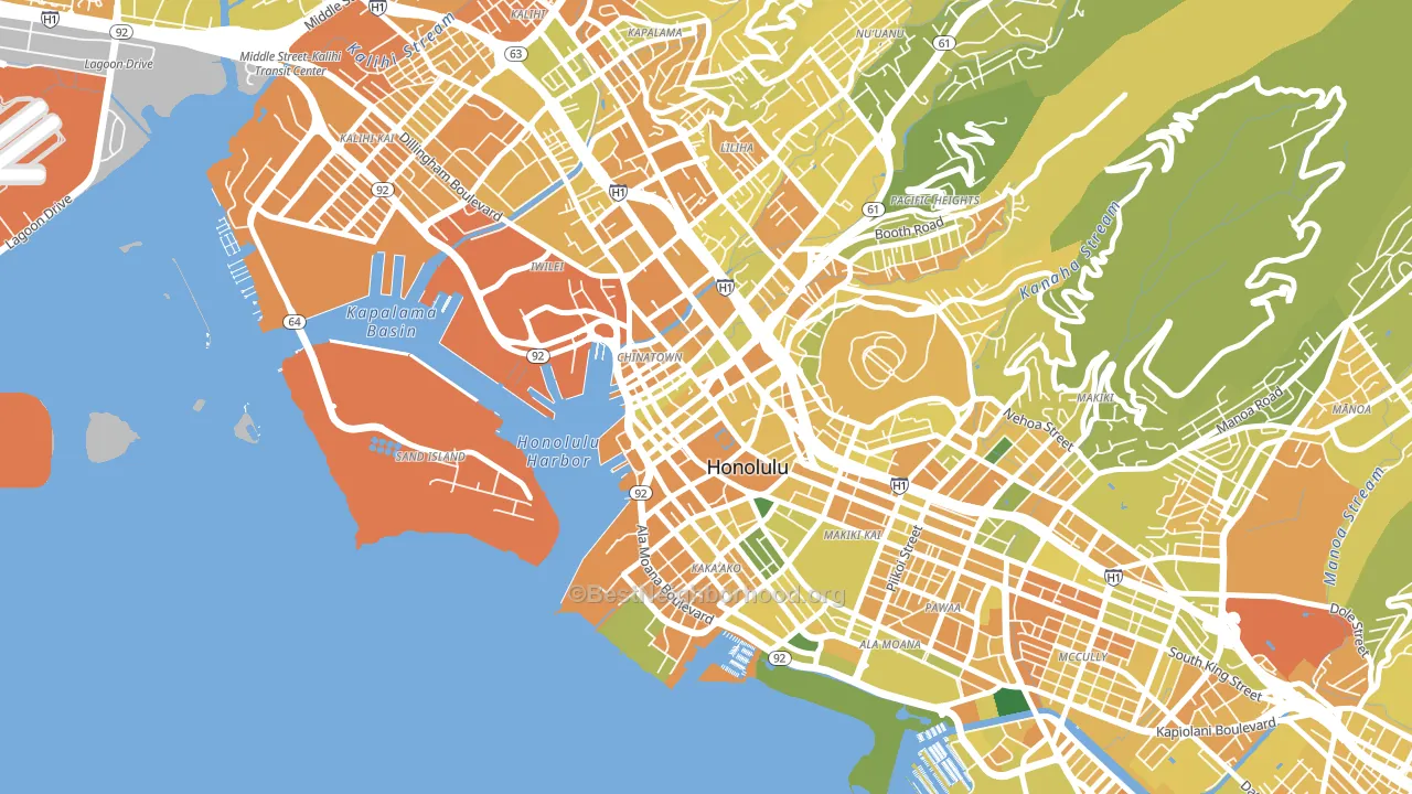 Downtown, Honolulu, HI block-group voter-turnout map