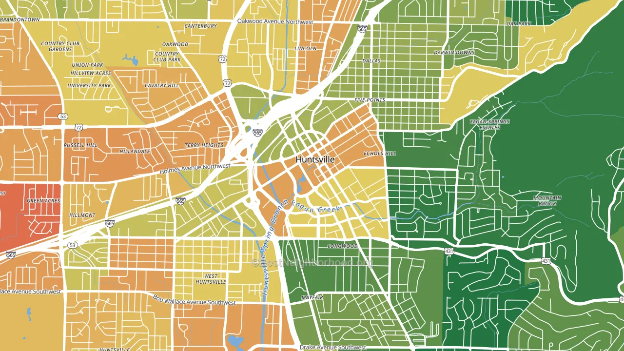 Downtown Huntsville, Huntsville, AL block-group voter-turnout map